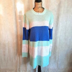 NWT Reborn J Mint & Blue Light Knit Sweater Tunic Size L